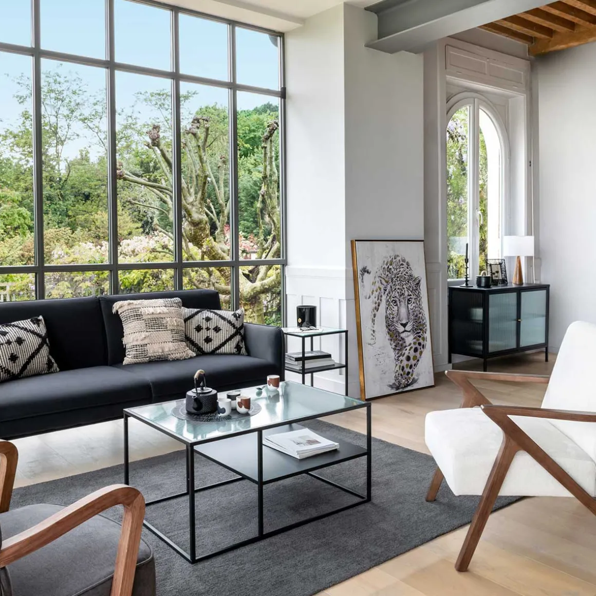 Lámpara De Mesa Blanca C/Madera 46Cm