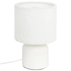 Lámpara De Mesa Bona Con Pantalla De Piel Bouclé