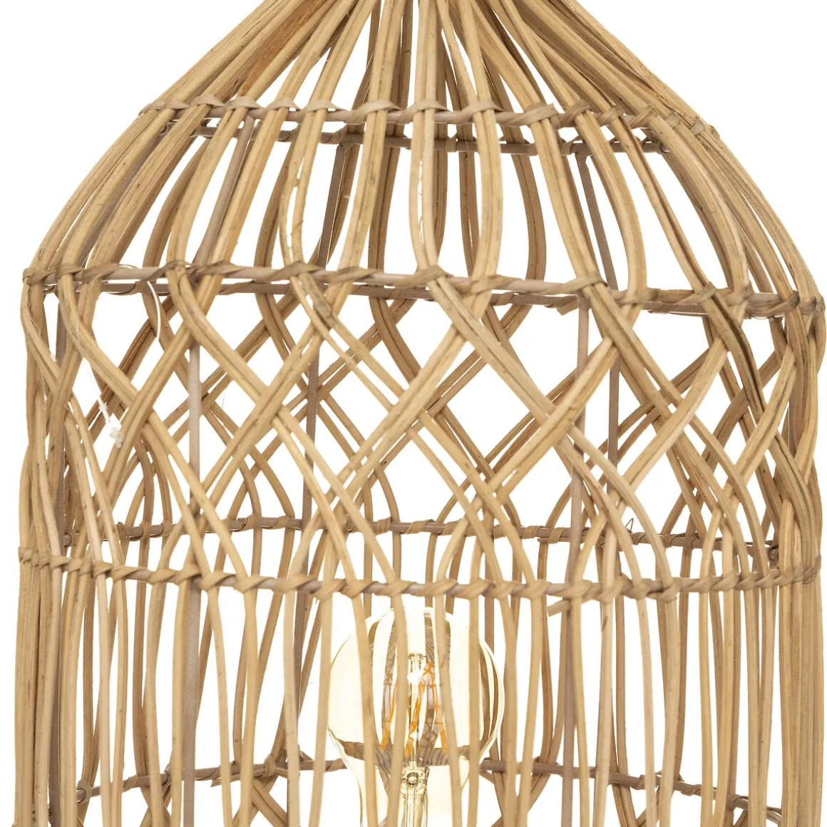 Lámpara De Mesa De Ratán Beige 55cm