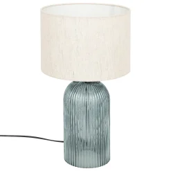 Lámpara De Mesa De Vidrio Azul Mati