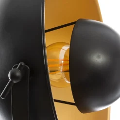 Lámpara De Mesa Lahti Negro Y Dorado Trípode