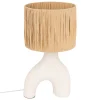 Lámpara de mesa TANIA de cerámica y rafia