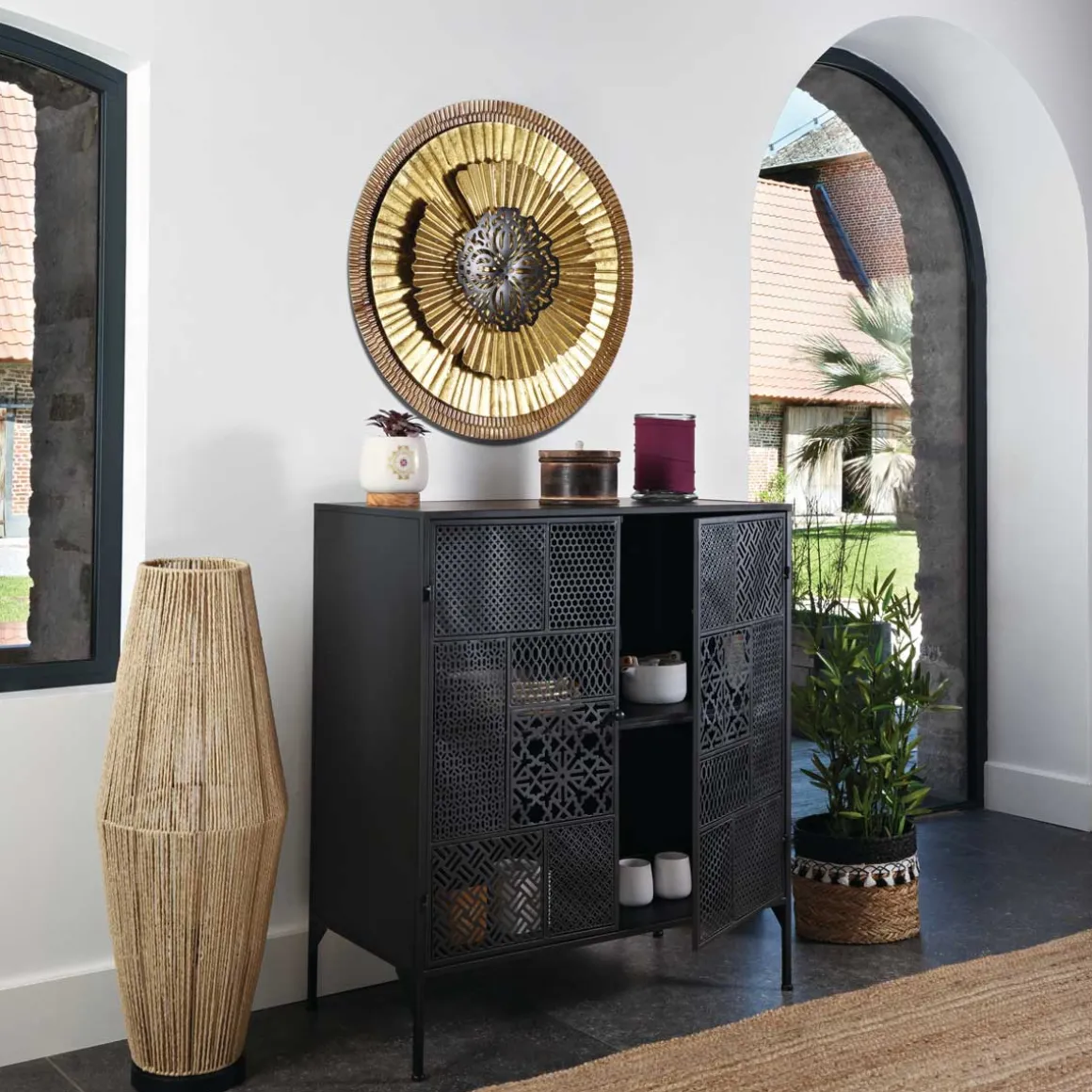 Lámpara De Pie Aissa Beige De Mdf 83Cm