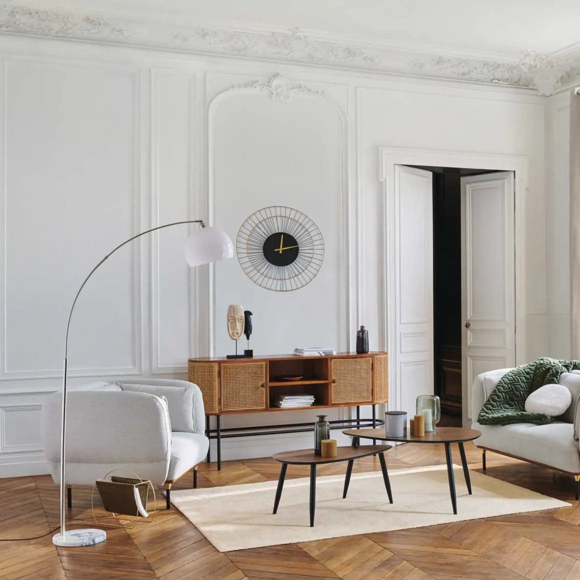 Lámpara De Pie Bola Blanca 185Cm