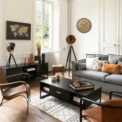 Lámpara De Pie Lathi Negra Y Dorada 156.5x65x57Cm