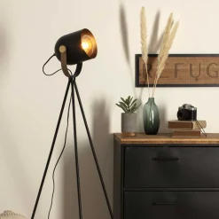 Lámpara De Pie Metal Negra 136Cm