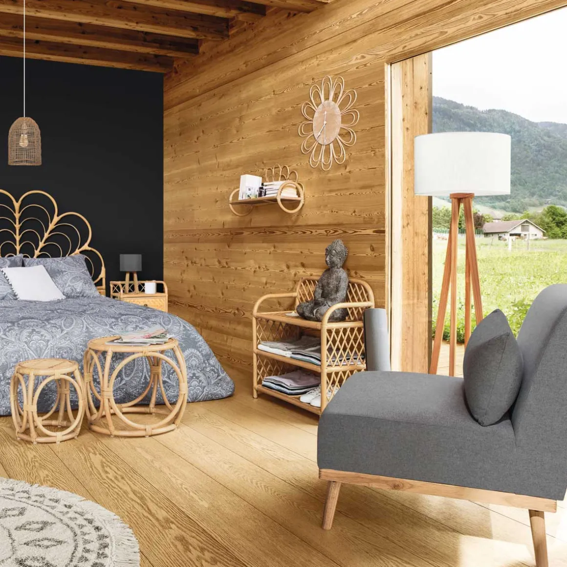 Lámpara De Pie Molu Madera 140Cm