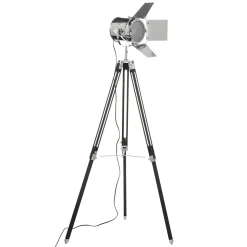 Lámpara De Pie Rio Negro y Plateado De Metal