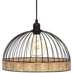 Lámpara De Techo De Ratán Negra 35x25Cm