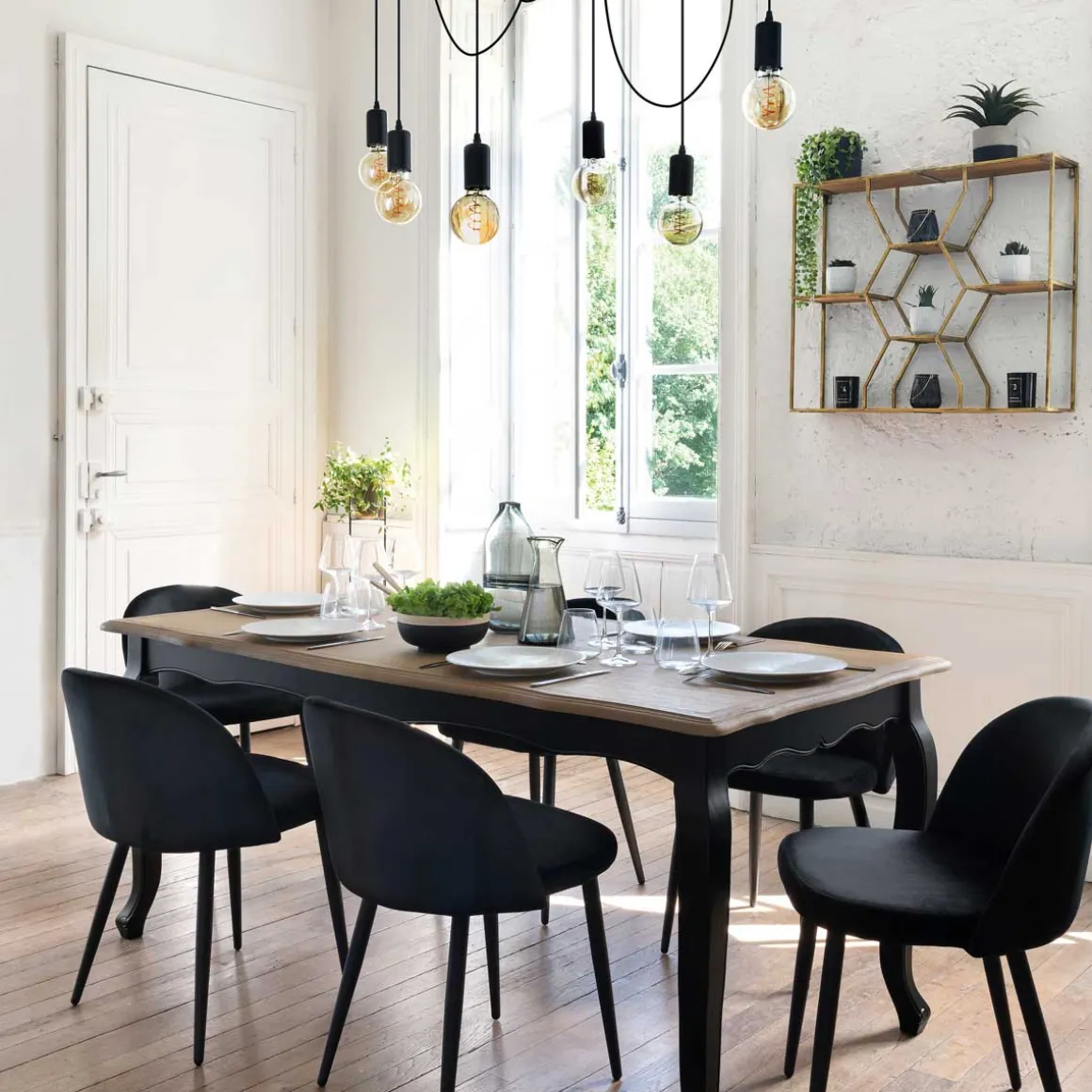 Lámpara De Techo Fil Negra 5x8/15/200Cm