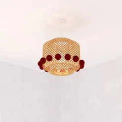 Lámpara De Techo Liby Con Pompones 28cm