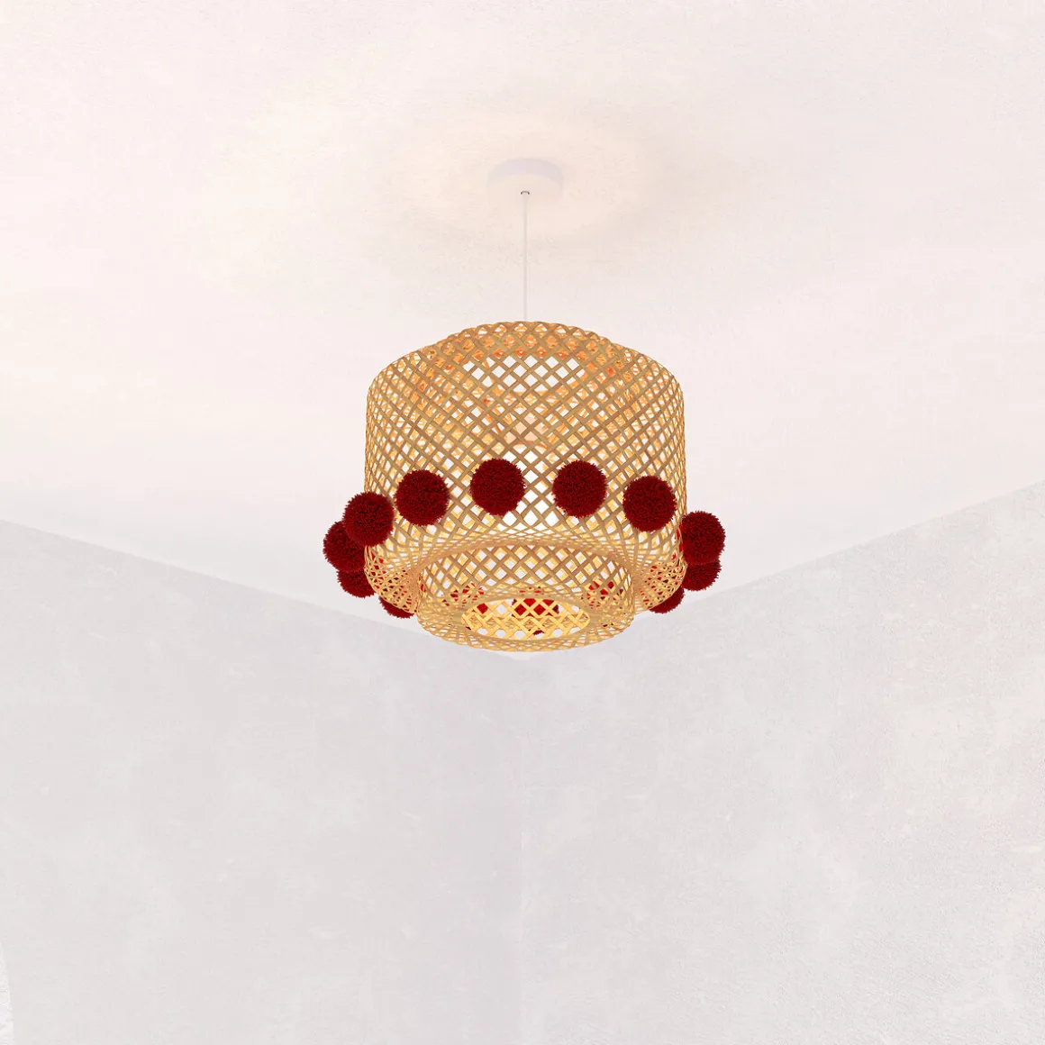 Lámpara De Techo Liby Con Pompones 28cm