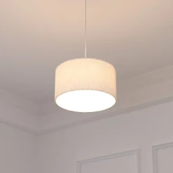 Lámpara De Techo Tina Con Pantalla De Piel Bouclé