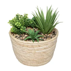 Maceta Con Flores Artificiales 19x17Cm