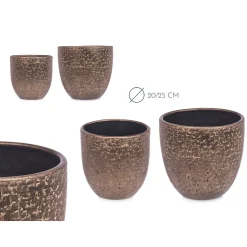 Maceta De Cerámica Dorada 25Cm