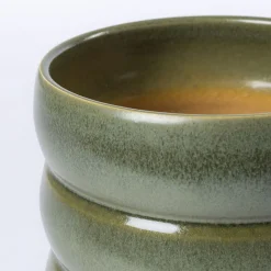 Maceta De Cerámica Ondulada Verde 16cm