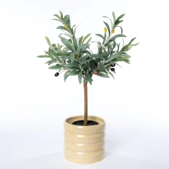 Maceta De Cerámica Ondulada Beige 16.5cm