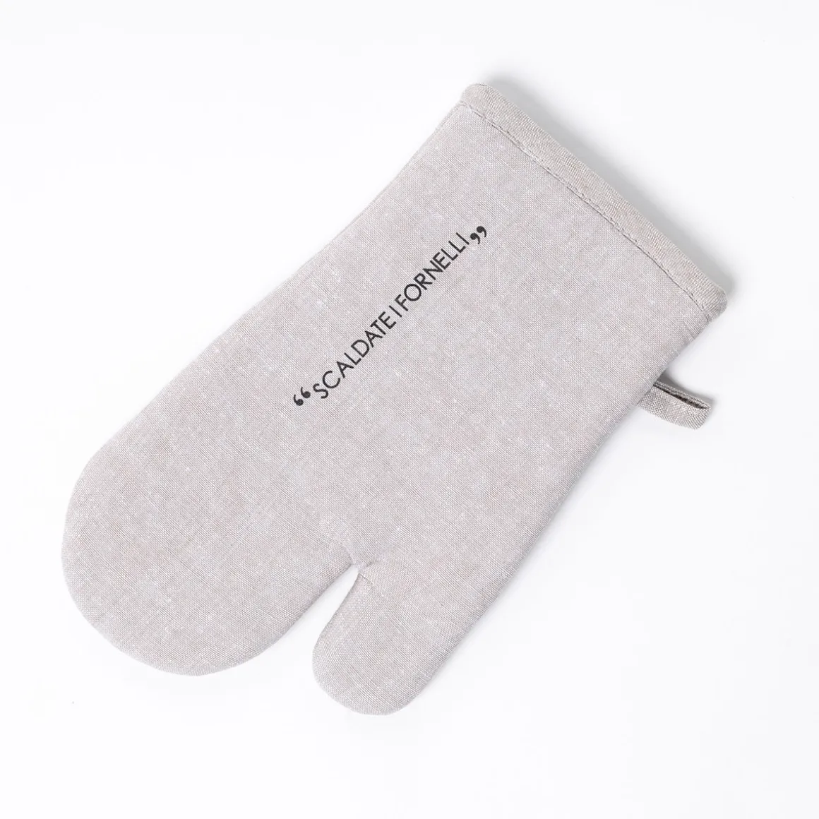 Manopla de cocina con frase taupe