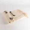Manta beige con flecos 125x150cm