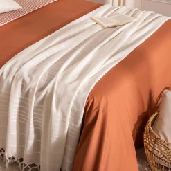 Manta Con Flecos Color Crudo 230x250Cm