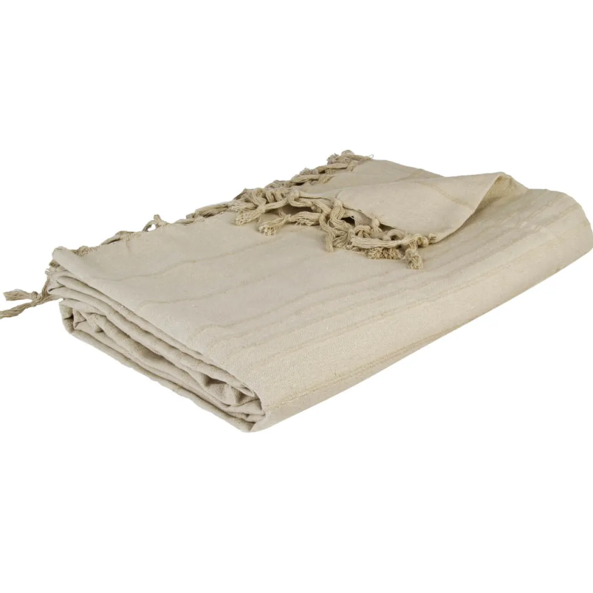 Manta Con Flecos Color Lino 160x220Cm