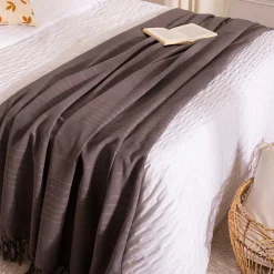 Manta Con Flecos Gris 160x220Cm