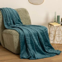 Manta 3D Rombos Azul Petróleo 180x230Cm