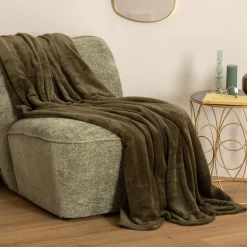 Manta de franela verde caqui 180x230cm