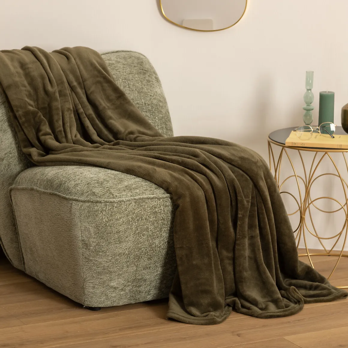 Manta de franela verde caqui 180x230cm