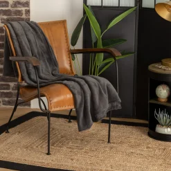 Manta Microfibra Gris Oscuro 125x150Cm