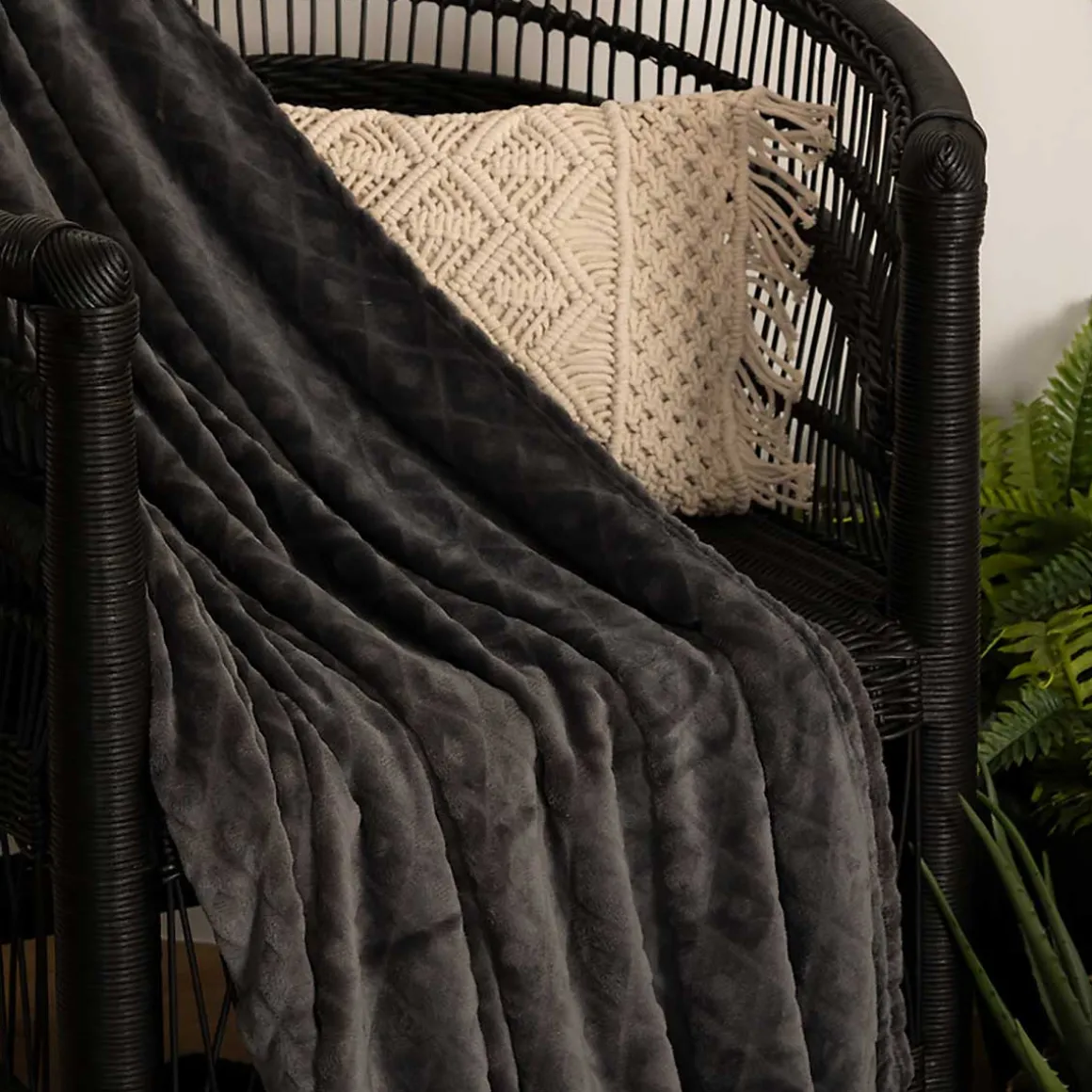 Manta Rombos 3D Gris 180x230Cm