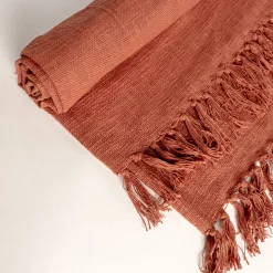 Manta terracota con flecos 125x150cm