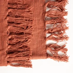 Manta terracota con flecos 125x150cm