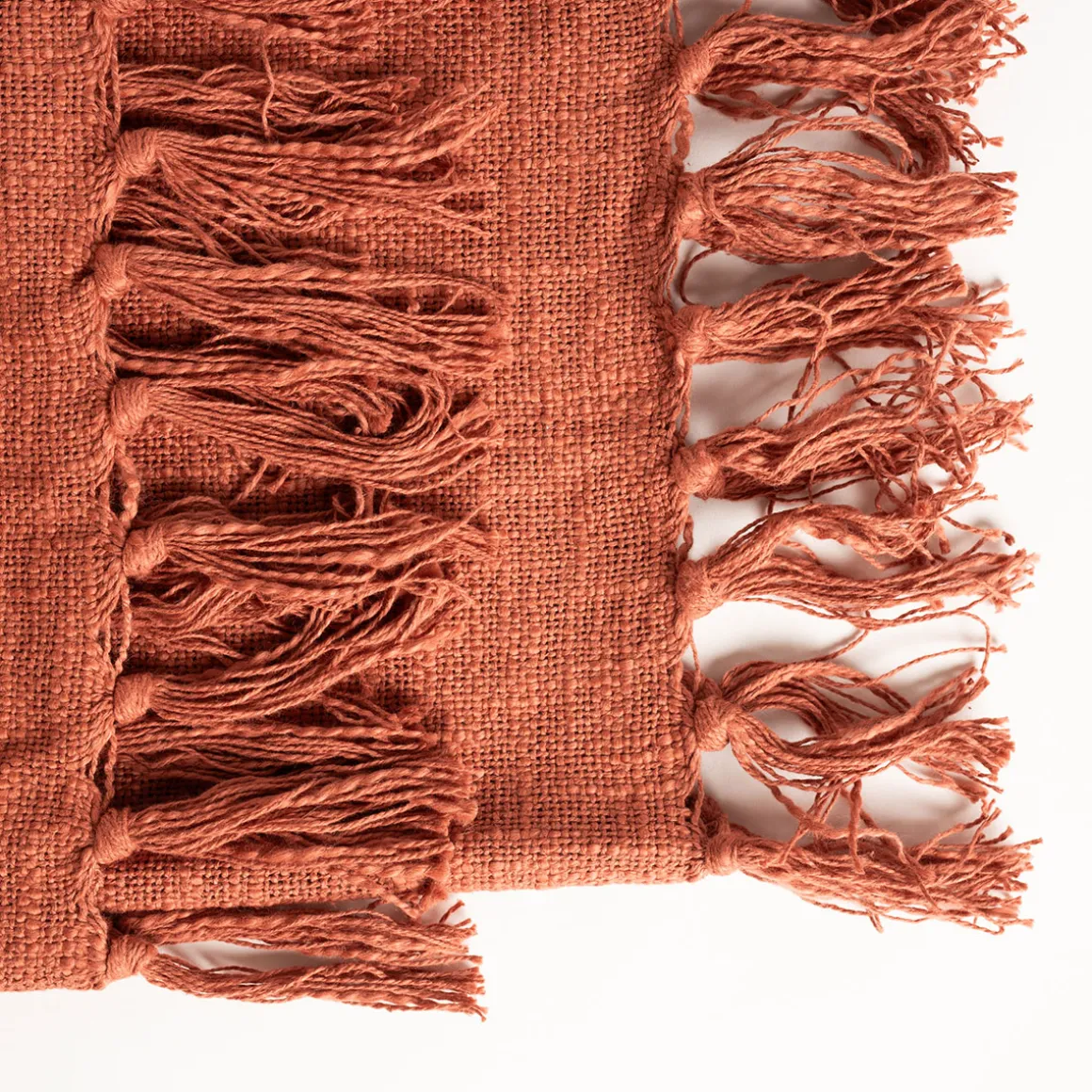 Manta terracota con flecos 125x150cm