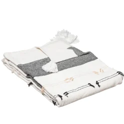 Manta Tropi Blanca Y Negra Con Borla 130x180cm