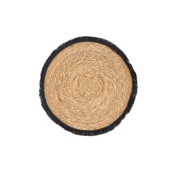 Mantel individual con flecos negro 38cm