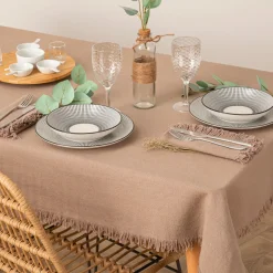 Mantel Maha Gris De Algodón 150x250Cm