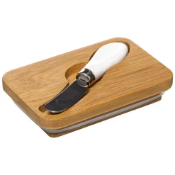 Mantequera Ceram. Tapa Bambú Y Cuchillo