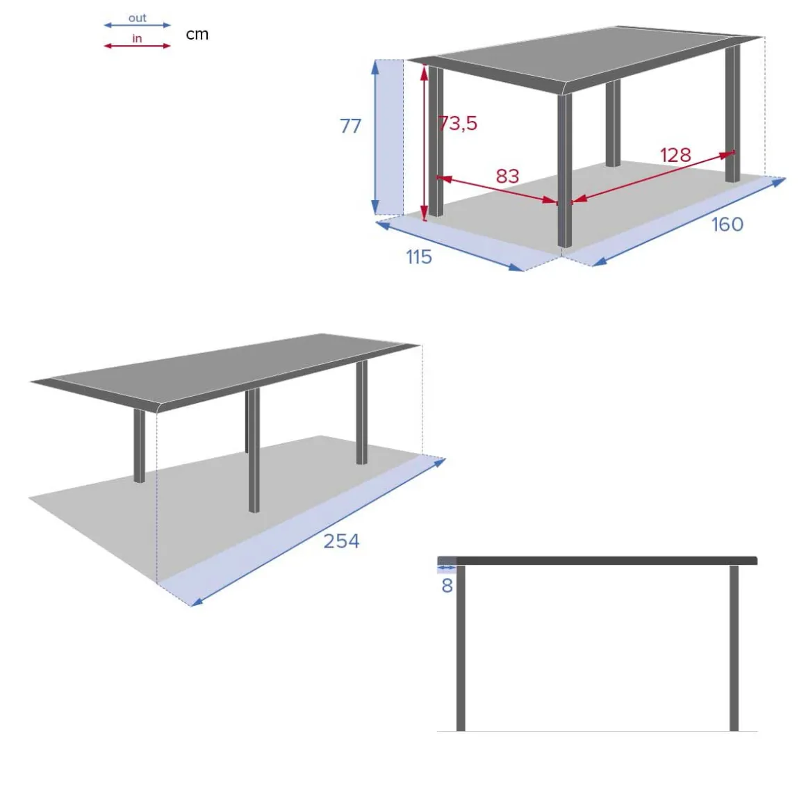 Mesa Allure Extensible Graphite De Aluminio