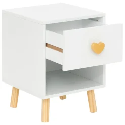 Mesa Auxiliar Con Corazones Blanca