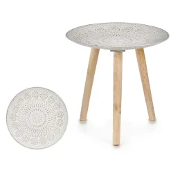 Mesa Auxiliar De Madera Tapa Decorativa Mandala
