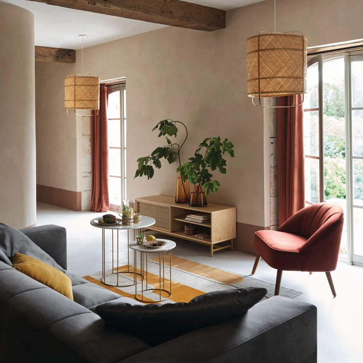 Mesa Auxiliar Garance Blanca De Mármol 55x60cm