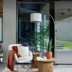 Mesa Auxiliar Redonda Beige Colva 40cm