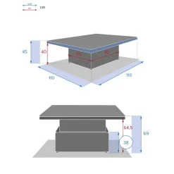 Mesa Cuadrada Mooréa 110x110x45/69Cm