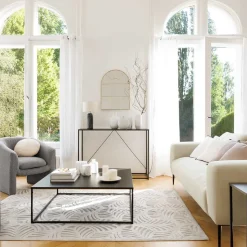 Mesa De Centro Negra De Metal 100x100x36Cm