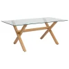 Mesa de comedor JOREL con tapa de vidrio 90x180cm
