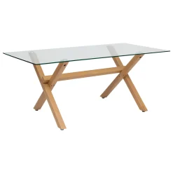 Mesa de comedor JOREL con tapa de vidrio 90x180cm