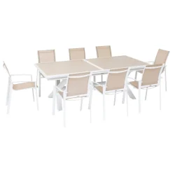 Mesa extensible AXIOME lino y blanco 220-279cm