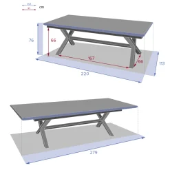 Mesa extensible AXIOME lino y blanco 220-279cm