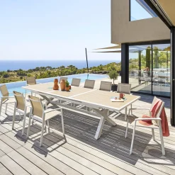 Mesa extensible AXIOME lino y blanco 250-330cm